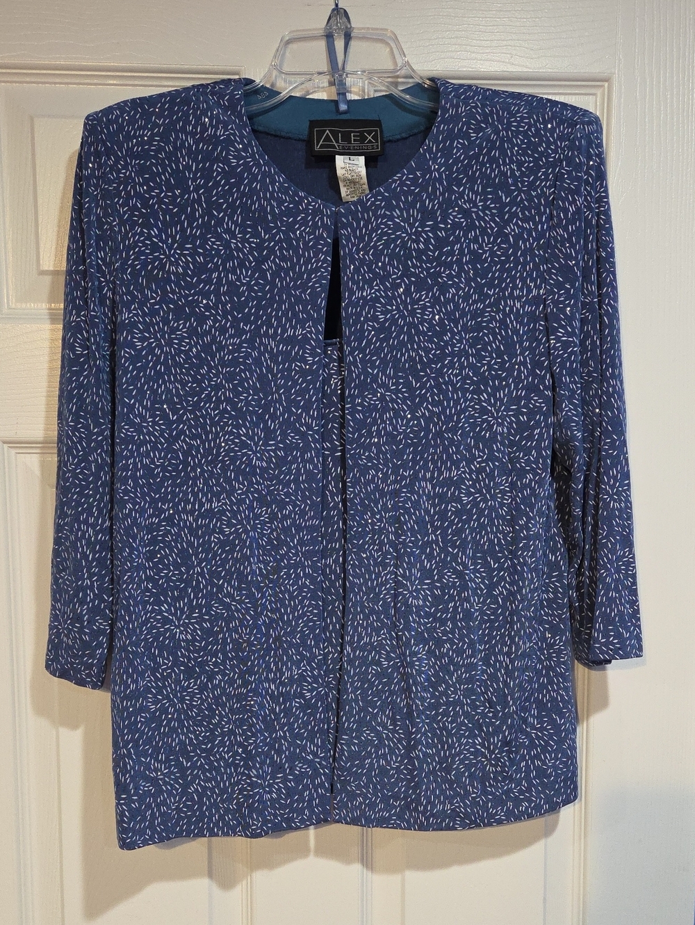 Alex Evenings Blue Printed Open-Front Women's Top